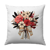Floral Bouquet Pillow, Roses Pillow, Daisy Pillow, Striped Bow Pillow, Decorative Throw Pillow, Floral Home Decor, Cushion - Tawshia